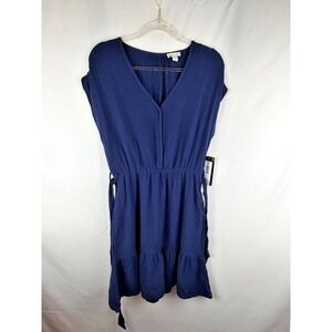 Tribal Jeans Blue Gauze Dress Small Boho Cottagecore 100% Cotton Flowy Coquette